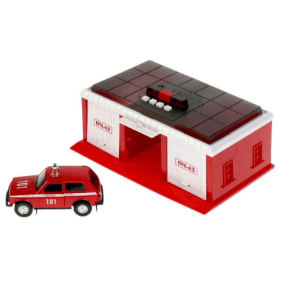 Игровой набор Пожарно-спасательная часть Технопарк GARAGE-22SL1XCAR-FIR